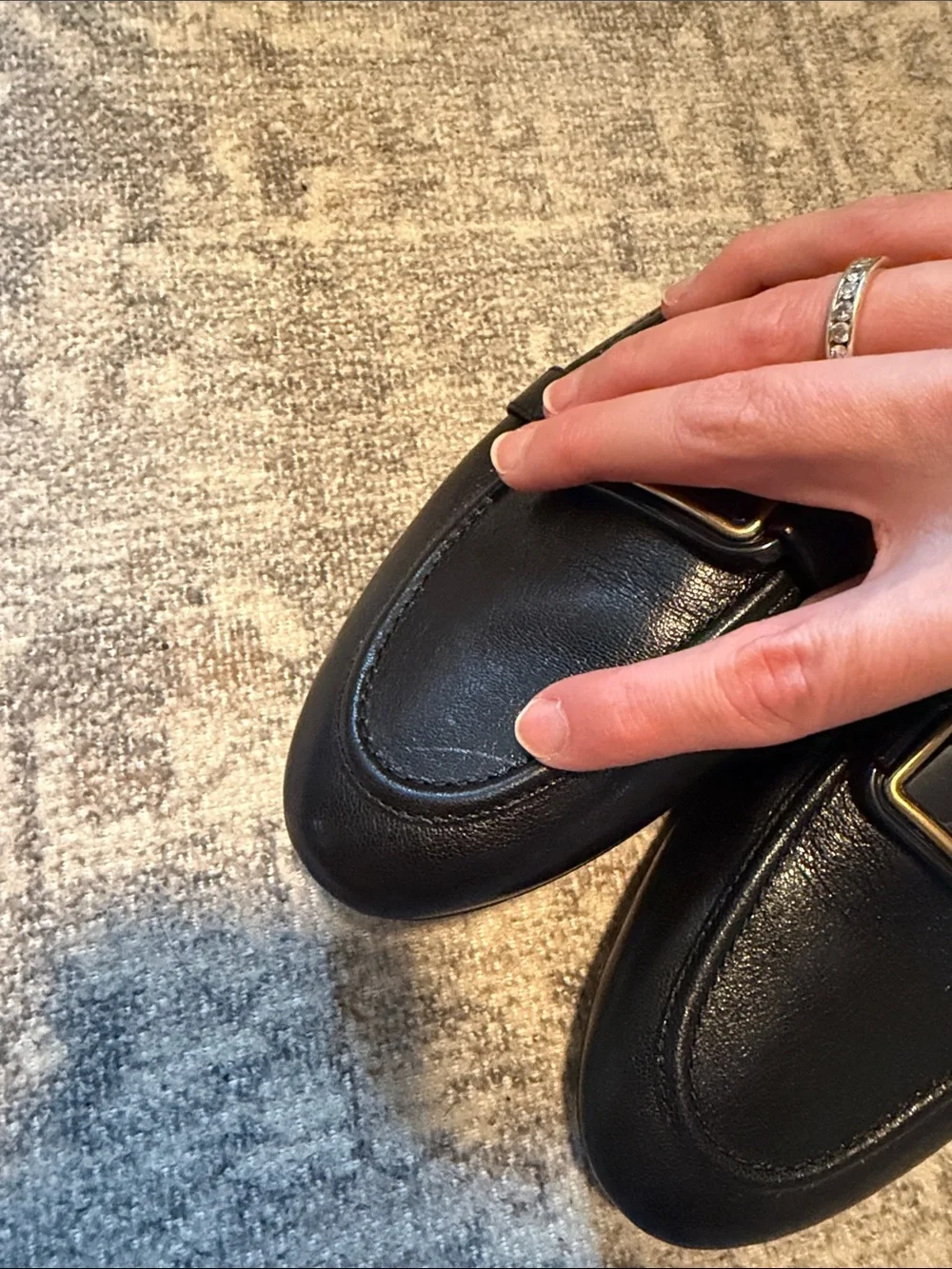 Tory Burch Georgia Backless Mule Loafer Black Leather Size 9